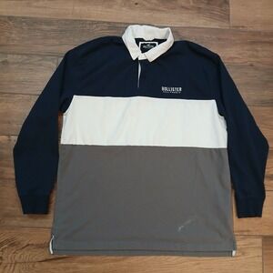 Hollister Polo Mens Extra Large Colorblock Rugby Lightweight Long Sleeve Y2K